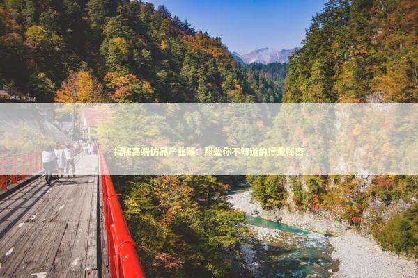 揭秘高端仿品产业链：那些你不知道的行业秘密